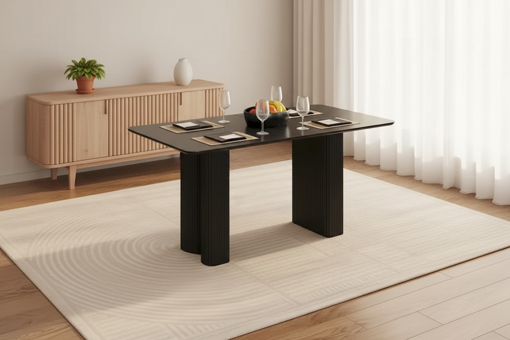 Modern Black Dining Table Interior Scene